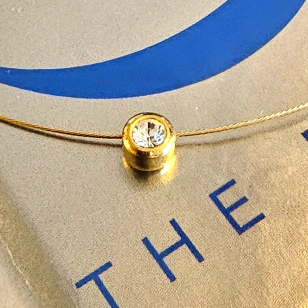Vintage & Elegant Bezel Solitary CZ Gold Plated Necklace. - Picture 6 of 8